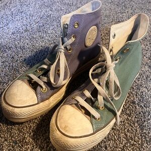 Custom Converse Women's High-Top Sneakers - Purple, Pink and Green